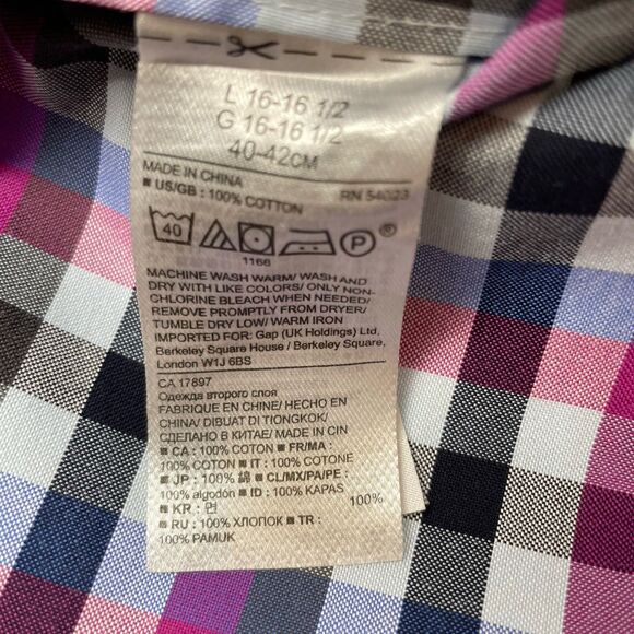 Banana Republic Long Sleeve Button Up Check Multicolor -L - Picture 7 of 8